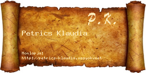 Petrics Klaudia névjegykártya